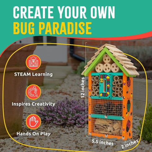 SparkJump Premium Bug Hotel Kit for Kids Easy Wood Craft Kits for Children, Lady Bug House for Garden with Tools