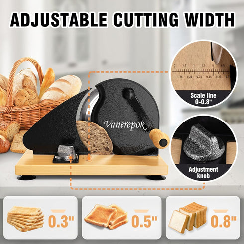 Commercial vanerepok Manual Bread Slicer for Homemade Sourdough Bread Versatile Hand Crank Bread Slicer for Sourdough