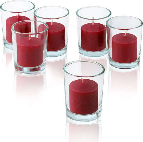 Red Apple Cinnamon Scented Candles, Set of 12 Scented Votive Candles, 10 Hour Burn Time