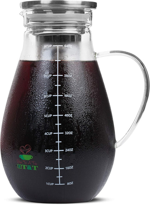 BTaT Cold Brew Coffee Maker, 2 Liter Iced Coffee Maker, Cold Brew System, Iced Tea Pitcher, 64 oz Capacity