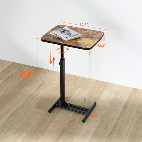 360 TV Tray Table for Small Spaces with Swivel Tabletop & Height Adjustable,C Shaped Sofa Arm End Side Table, Bed Tray