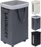 Goodpick 75L Laundry Basket with Wheels, Collapsible Large Hamper, Slim Design with Removable Wash Bag, Grey