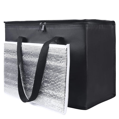 2 pack Additional Bottom Plate Black Insulated Grocery shopping bag , Delivery,pizza,reusable bags, Sturdy