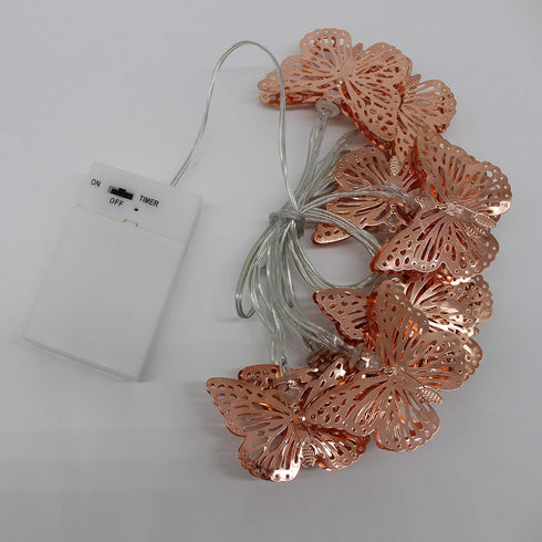 5 ft/10 CVHOMEDECO. Rose Gold Metal Butterfly LED String Lights Battery Operated with Timer for Home Wedding Party