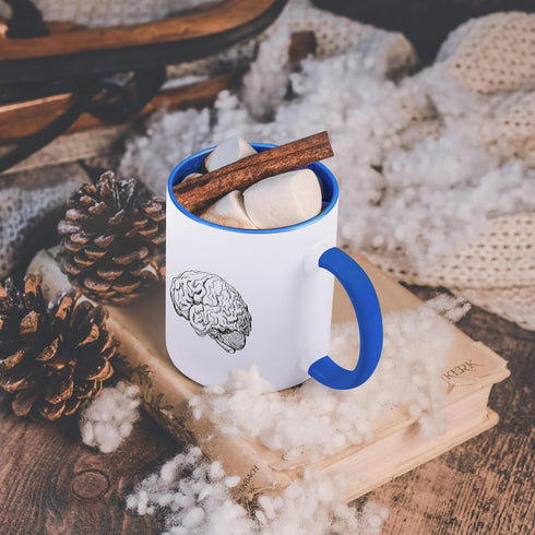 3dRose 15oz Two Tone Blue Coffee Mug, Unique Brain Themed Gifts for Science Lovers