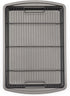 GoodCook 15” x 10.5” Nonstick Carbon Steel Baking Pan & Raised Wire Rack Set for Pizza, Bacon, and Multipurpose Cooking
