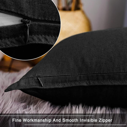 Jeanerlor Cotton Linen Decorative Lumbar Throw Pillow Case 12"x20" for Wedding/Party/Gift, Black
