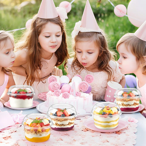 50 Pack 16 oz Plastic Dessert Cups with Lids, Clear Disposable Snack Bowls for Yogurt Parfait, Cake, Fruit, Salad, Acai