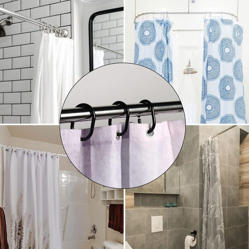 Premium Plastic Shower Curtain Rings, 24Pcs Hooks with Easy Snap Closure for Standard Shower Rods