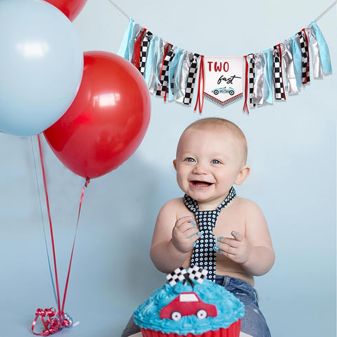 Agkvw 2nd 2ndBirthday Two Fast Birthday Banner - Race Car Birthday High Chair Banner, Race Car Theme Bday Decoration