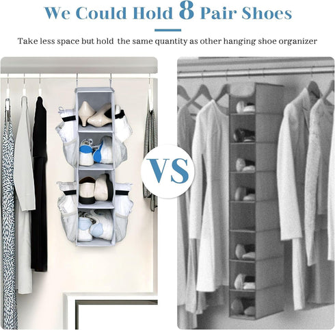 Closet 8 SLEEPING LAMB Short Hanging Shoe Organizer for Storage with Mesh Side Pockets Holds Pairs, Hanging Shoe Rack