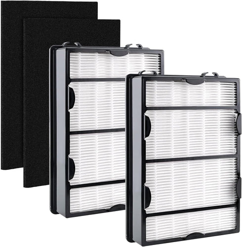 HAPF600 True HEPA Filters Replacement for Holmes Air Purifier Filter B, Includes 2 HEPA Filters & 2 Carbon Filters
