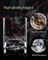 JBHO Hand Blown Crystal Double Old Fashioned Cocktail Glasses, Set of 2, Perfect Size for Oversized Ice Cubes