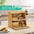 kiplant Counter, Large Bamboo Bread Box, Double Layer Bread Box for Kitchen Bamboo Bread Storage Container with Wavy