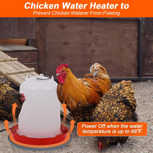 Lxheir 13'' 3-5 Chicken Water Heater, Heated Base for Metal Plastic Poultry Founts Waterer Gallons, Poultry Water
