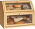 BMOSU Farmhouse Bread Box for Kitchen Countertop Bread box Double Layer Bamboo