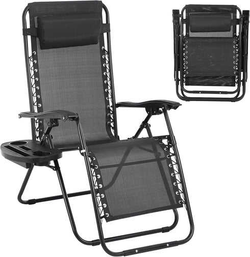 Zero Gravity Chair Folding Lounge Chair Lawn Chair Adjustable Camping Reclining Chair