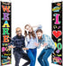 Blulu 70s 80s Party Decoration, I Love 1980s Banner, Back to The 1980s Hanging Porch Signs for Wall Decor
