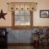 Burlap Natural with Burgundy Stars Primitive 16"x72" Valance, Stenciled Cotton Kitchen Window Curtains