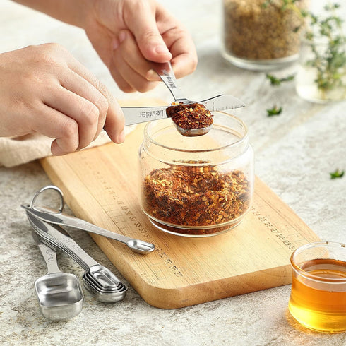 Spring Chef Stainless Steel Measuring Spoons Set of 13 with Leveler, Metal Teaspoon & Tablespoon Measuring Spoons for Cooking & Baking, Fits in Spice Jars, Kitchen Gadgets for Dry & Liquid Ingredients by Spring Chef