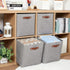 HNZIGE Fabric Storage Cubes Baskets, Set of 4 Foldable Storage Bins with Handles for Organizing, Gray