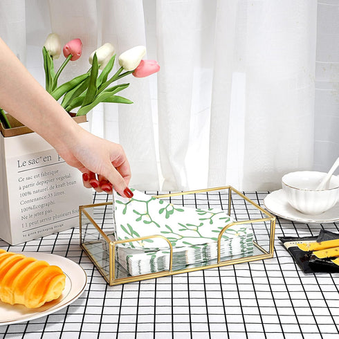 Sumnacon Countertop, Bathroom Guest Towel Holder - Rectangle Glass Napkin Holder for Guest Hand Towels Paper Napkins