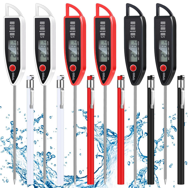6 Set Waterproof Food Thermometer for Cooking, Digital Meat Thermometer with Long Probe for Kitchen BBQ Grill