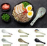 6 Pieces Japanese Retro Ceramics Soup Spoons, Asian Chinese Serving Spoons for Ramen, Noodles, Wonton