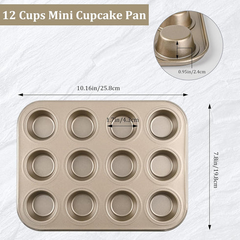 Mini Muffin Pan, Premium Small Cupcake Pans, Carbon Steel 12-Cup Muffin Tin, Versatile Non-Stick Bakeware by Audingull