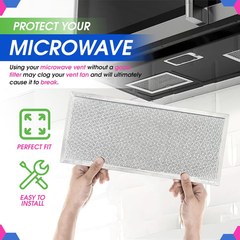 Microwave Filter Replacement, 5.78" x 12.91", Fits W10208631A Whirlpool, Aluminum Mesh Screen Grease Filter