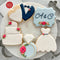 Ann Clark Wedding Cookie Cutters 5-Pc Set Made in the USA - Square Plaque, Wedding Cake, Dress, Diamond Ring, Double