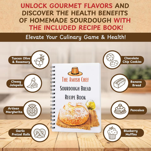 Complete Sourdough Bread Starter Kit, Glass Sourdough Starter Jar Kit & Tons of Sourdough Baking Supplies - Sourdough