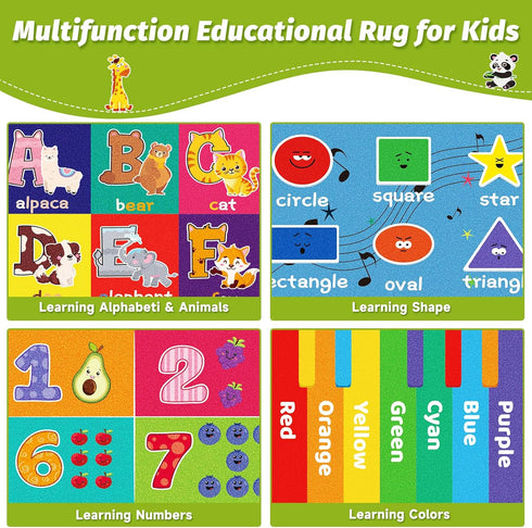 DINSUMRUG 59X39.4 INCH) ABC Kids Rug for Playroom, Educational Play Mat for Kids, Preschool Rugs with ABC, Numbers