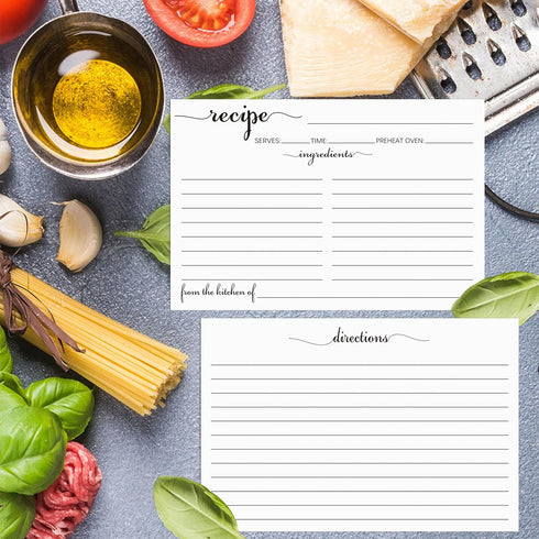4x6 Recipe Cards Rustic White, From the Kitchen Of - 100 Pack Double-Sided Cooking Cardstock with Lines for Events