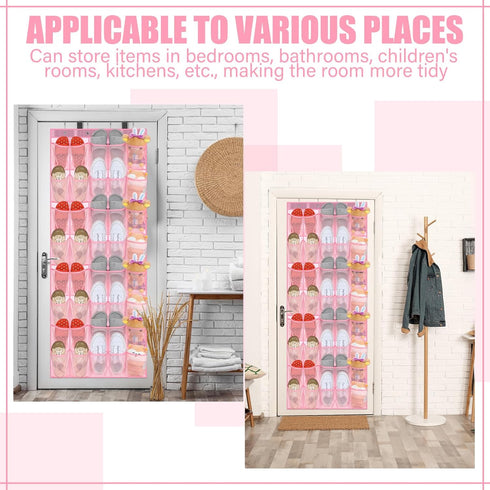 40 Closet Windyun Over the Door Shoe Organizer Large Breathable Mesh Pockets Pink Hanging Shoe Rack for Behind Door