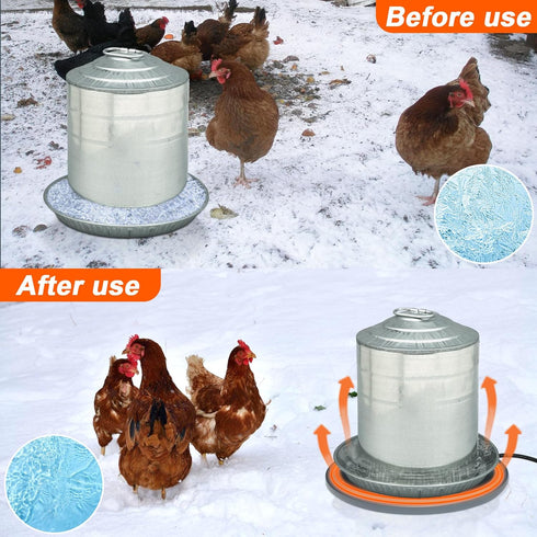 Lxheir 13'' 3-5 Chicken Water Heater, Heated Base for Metal Plastic Poultry Founts Waterer Gallons, Poultry Water