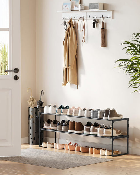 2-Tier 15-18 11.8 46.1 14.6 Inches, ULSA032B01 SONGMICS Shoe Rack, Shoe Organizer, Metal Storage Shelf, Upright