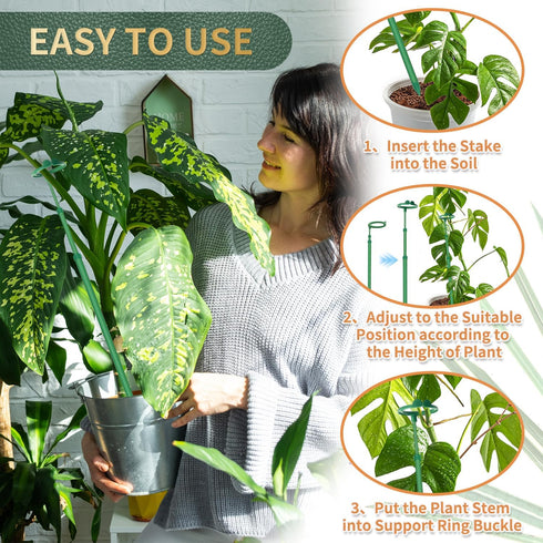 Stroller Stakes,3Pcs 17.9In 42.3In Telescoping Plant to Adjustable Monstera Plant Support Orchid Sticks with Clips