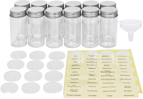 Simple Houseware Spice Jars Bottles with Label (Set of 12)