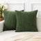 Kevin Textile Throw Pillow Covers, Set of 2 Soft Corduroy Decorative Boho Striped Pillowcases, 24x24 Inch Moss Green
