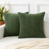 Kevin Textile Throw Pillow Covers, Set of 2 Soft Corduroy Decorative Boho Striped Pillowcases, 24x24 Inch Moss Green