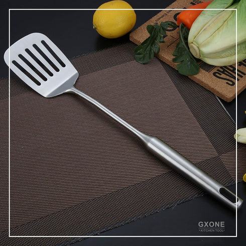 Stainless Steel Slotted Spatula, Cooking Utensil for Kitchen Use, Silver, 14.9 Inch