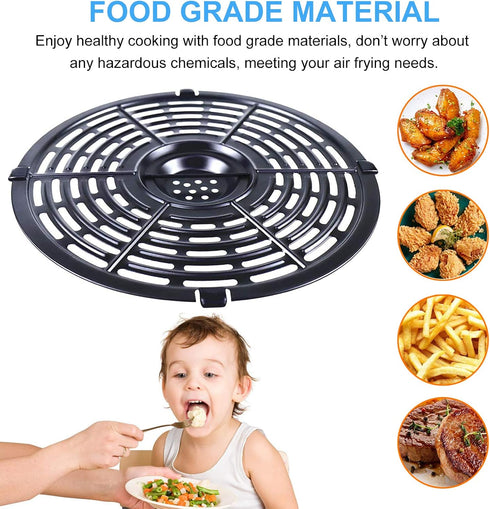 Air Fryer Grill Pan for Power XL 5QT, 8.7'' Round Non-Stick Replacement Tray Rack Parts Accessories, Dishwasher Safe