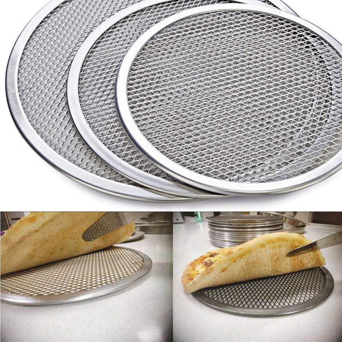 Pizza Screen, 3PCS Aluminum Alloy Seamless Non Stick Mesh Net Baking Tray for Oven, BBQ