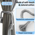 4 Pcs Hand Woven Curtain Tiebacks, No Drilling Boho Rope Holdbacks for Light Color Curtains, Grey