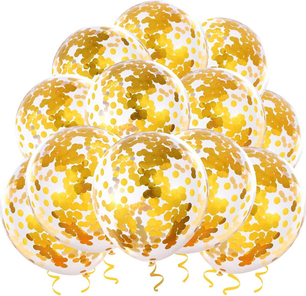 Gold Confetti Balloons - 25 Pcs Thickened 12 Inch Clear Latex Balloons with Confetti for Party Decorations