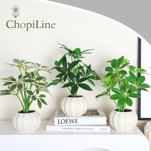 ChopiLine 9.1 Artificial Plants Stems with Vase, Fake Plants for Home Decor, Coffee Table Centerpieces, Office