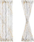 FMFUNCTEX Sheer Sidelight Front Door Curtains - 40 Inches Long White Yellow Branch Tree Print Curtain Set with Tiebacks