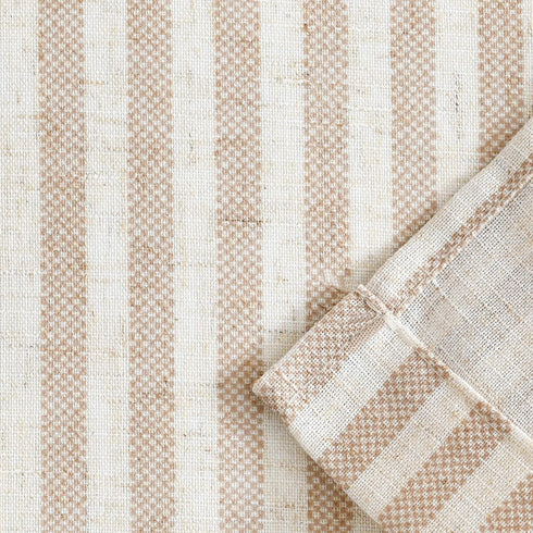 Vangao Kitchen Valance, 18 Inch Linen Stripe Short Curtain, Rustic Pinstripe Tickingstripe Window Topper in Taupe