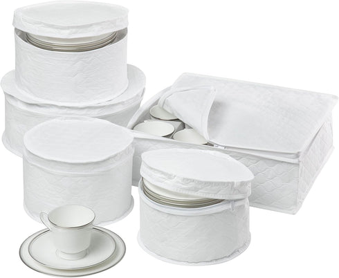 Honey-Can-Do SFT-01630 5-Piece Dinnerware Storage Set, White